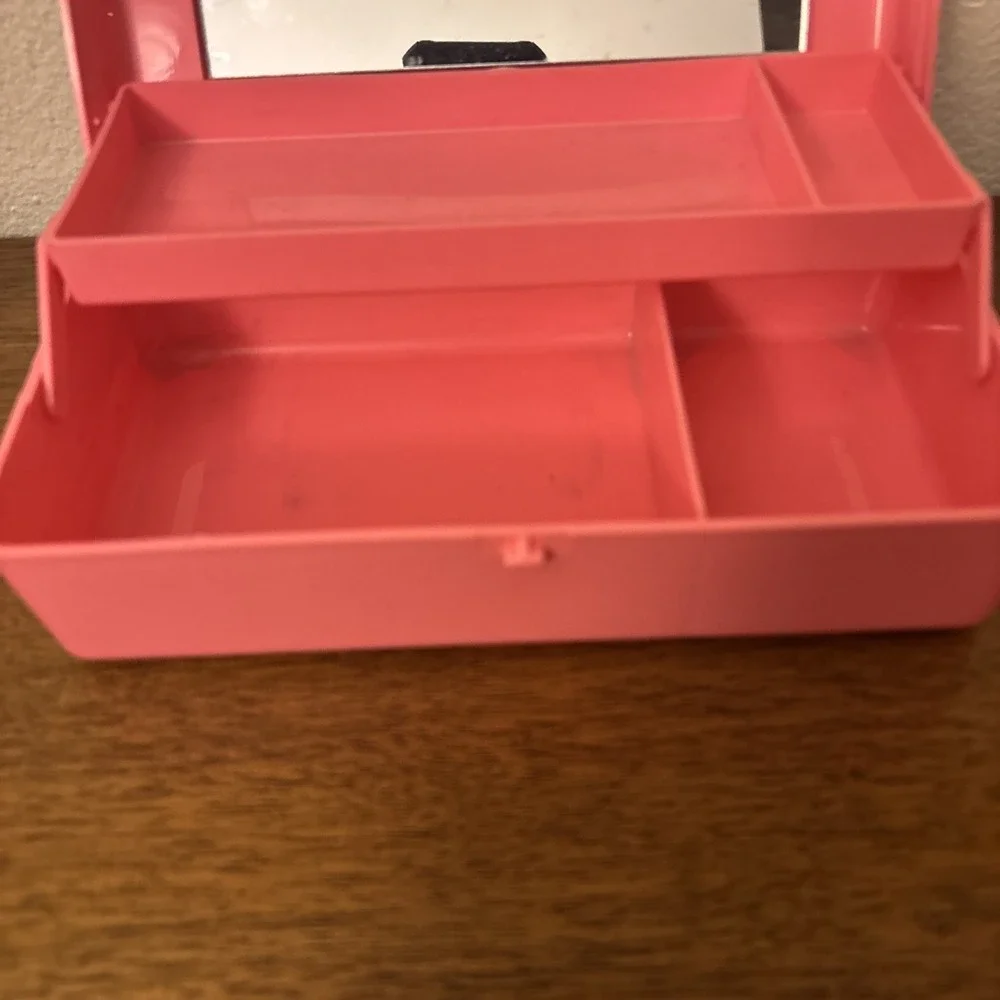 Vintage Mini Caboodles Make Up Jewelry Case With Mirror Model 2605 Pink 2‎ Tier